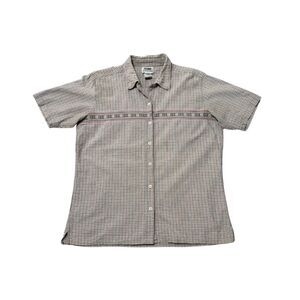 Vintage Northern Reflections Women's Cotton Plaid Button Down Tee Size L Cottage